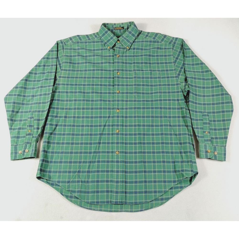 Vintage Alexander Julian Colours Shirt Mens Medium Green Plaid Long Sleeve